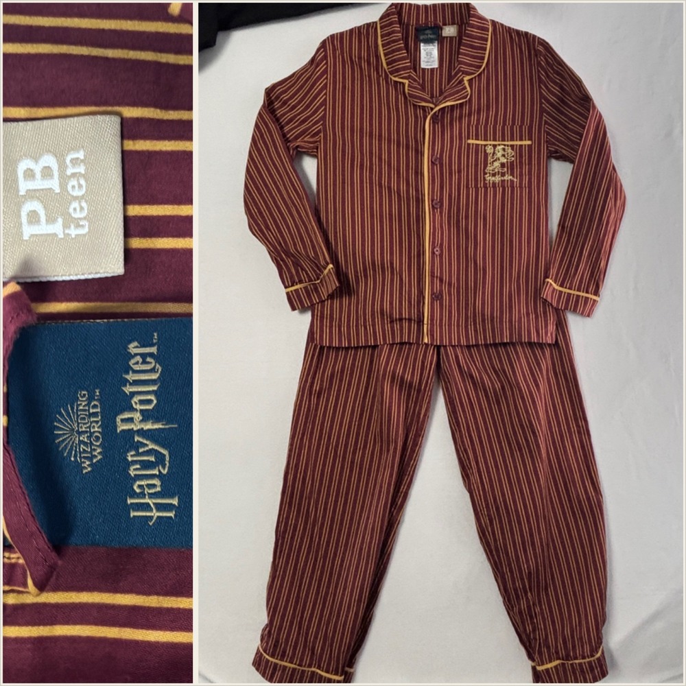 POTTERY‎ BARN TEEN Medium Harry Potter GRYFFINDOR House 2 Pc PAJAMA SET